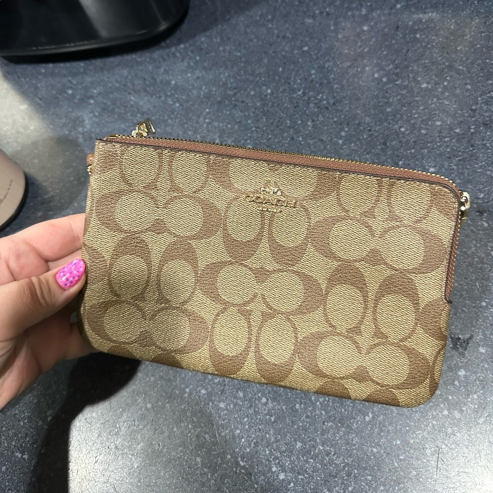 Coach double zip wristlet